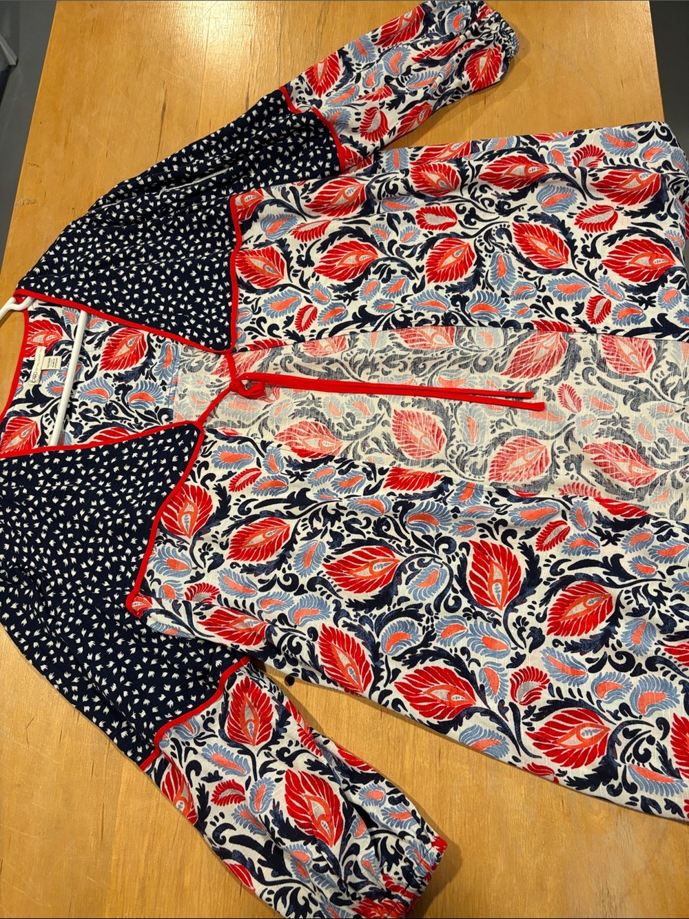Cato Red, Navy & White Floral Lightweight Pullover Jacket